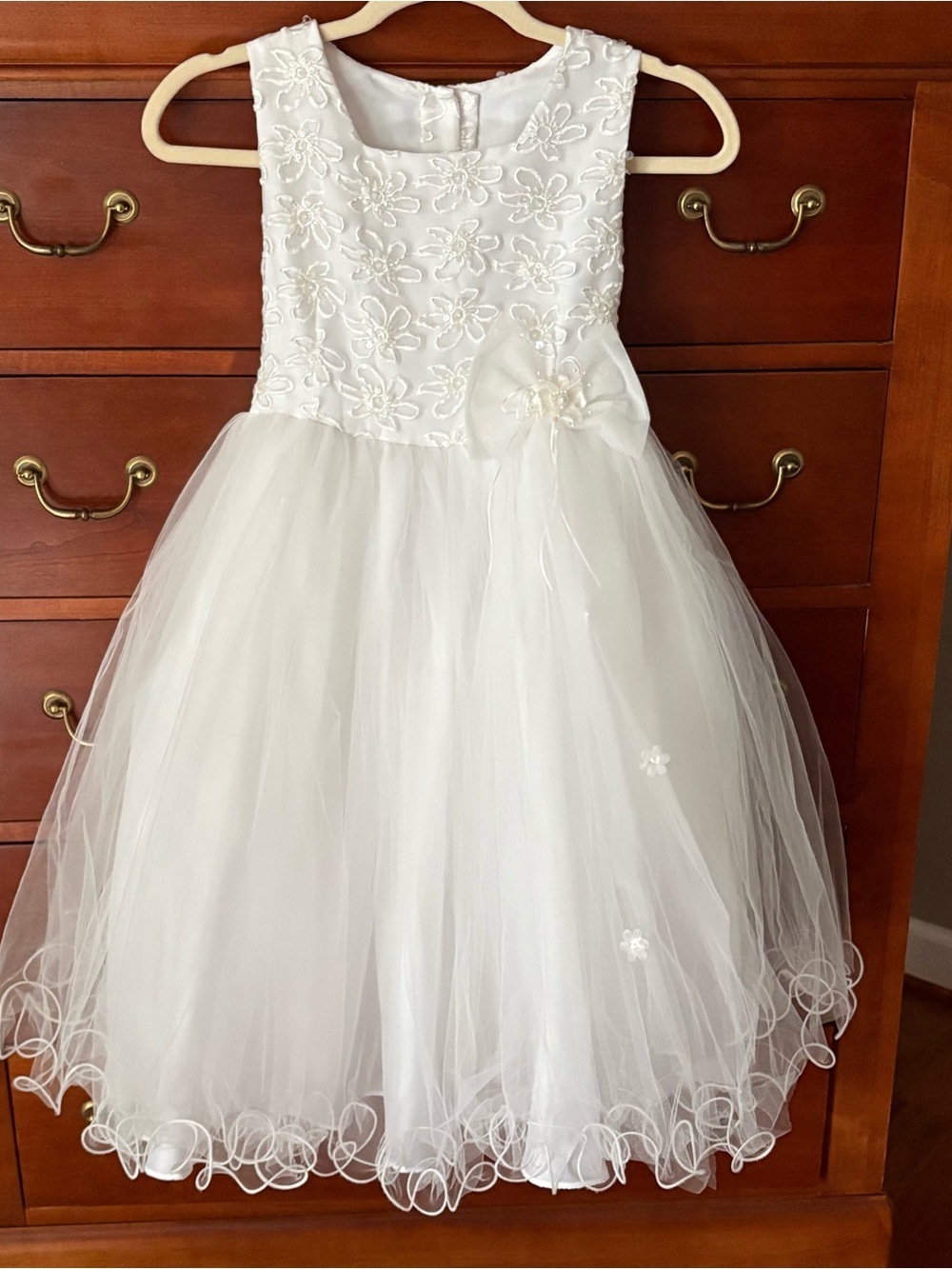 White Special Occasion Dress Tulle First Communion Flower Girl Wedding Girls 7
